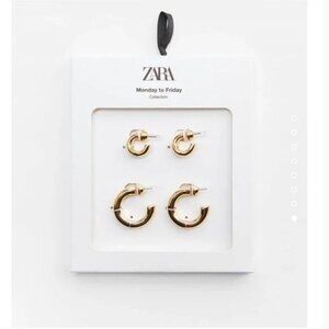 ZARA MONDAY TO FRIDAY COLLECTION GOLD HOOP SET NEW WITH TAG!